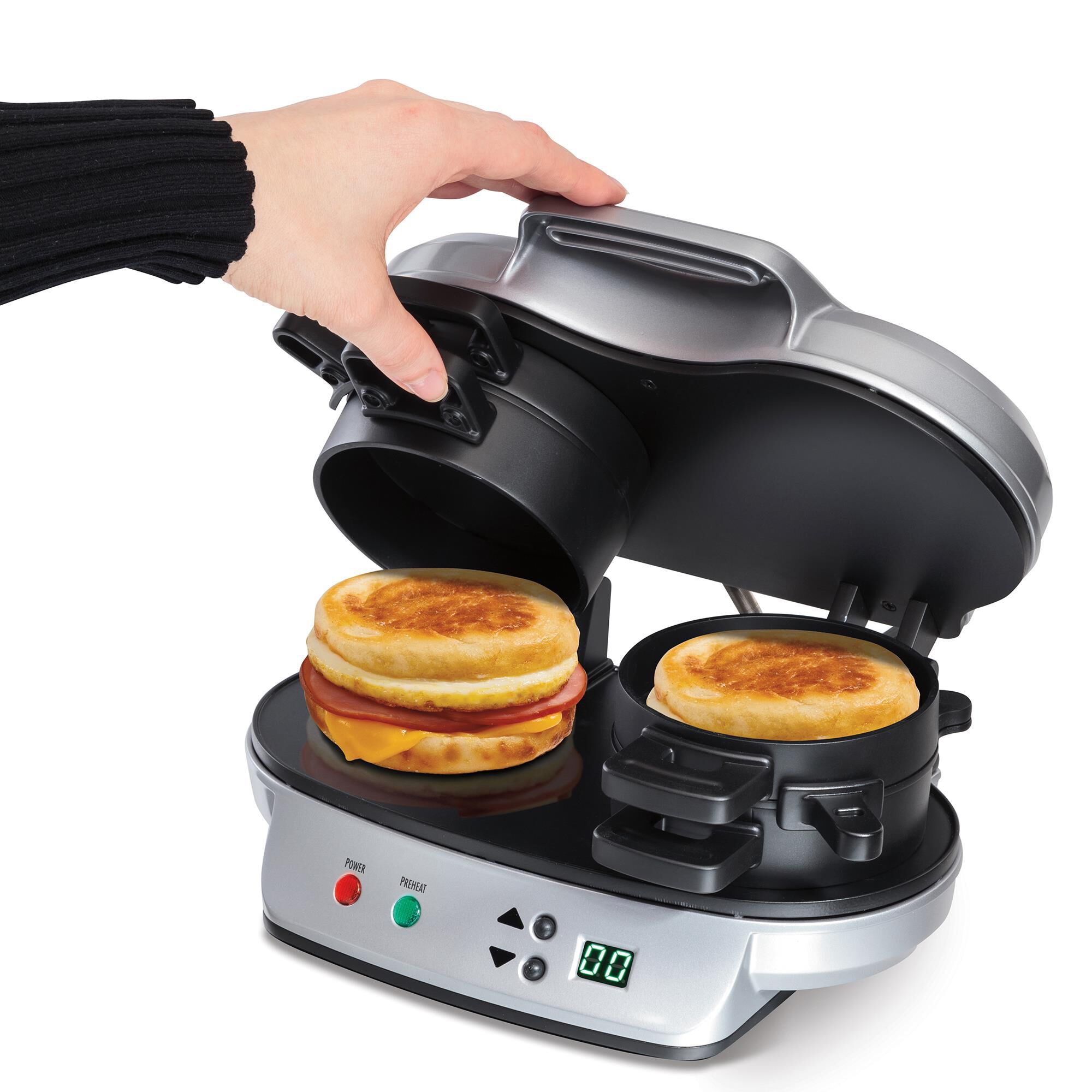 Hamilton Beach Dual Breakfast Sandwich Maker in Silver NFM