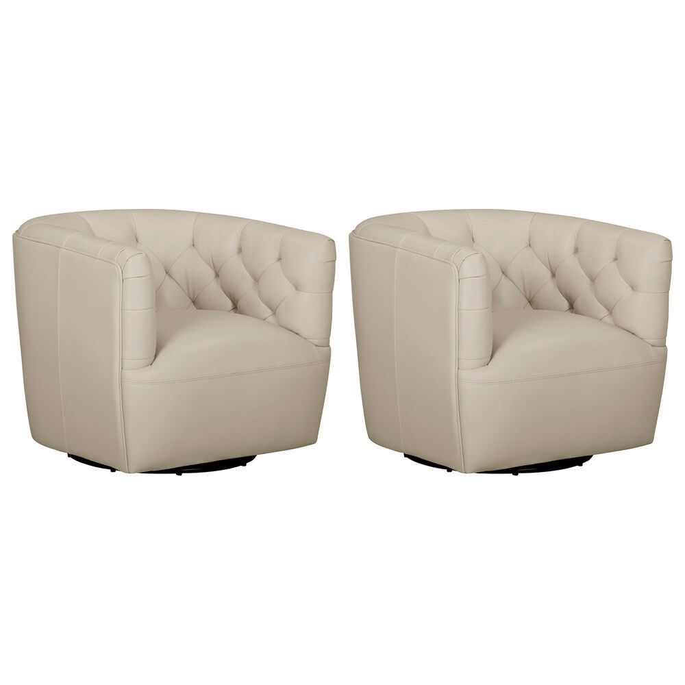 Italiano Furniture Cambria Mira Swivel Chair in Taupe (Set of 2), , large