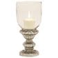 Maple and Jade Handmade Turned Style Pillar Room Hurricane Lamp in Silver, , large