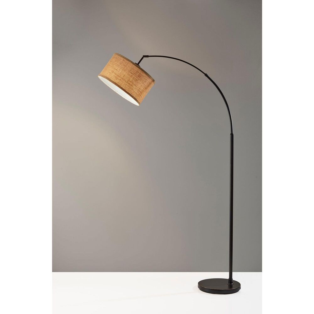 Adesso Burlap Arc Floor Lamp in Antique Bronze, , large