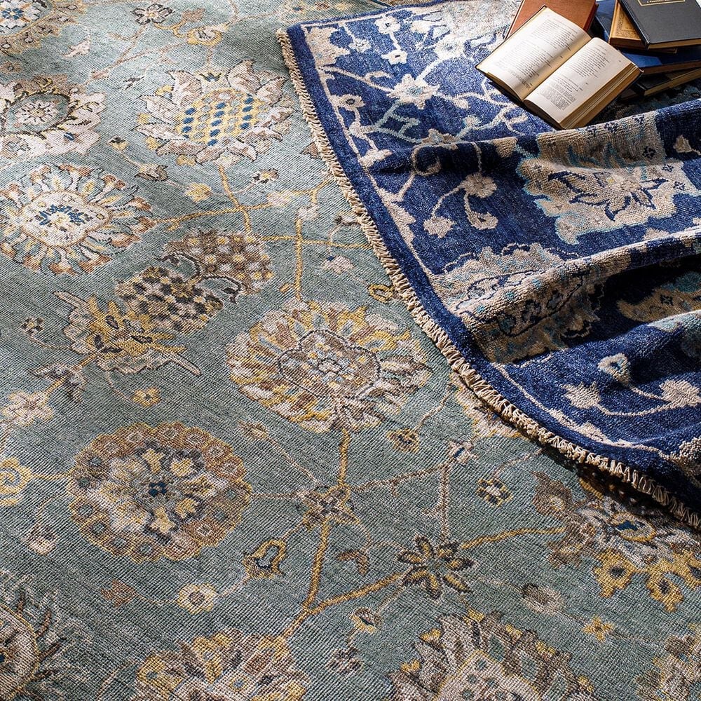 Surya Theodora 6&#39; x 9&#39; Aqua, Charcoal, Wheat and Oatmeal Area Rug, , large