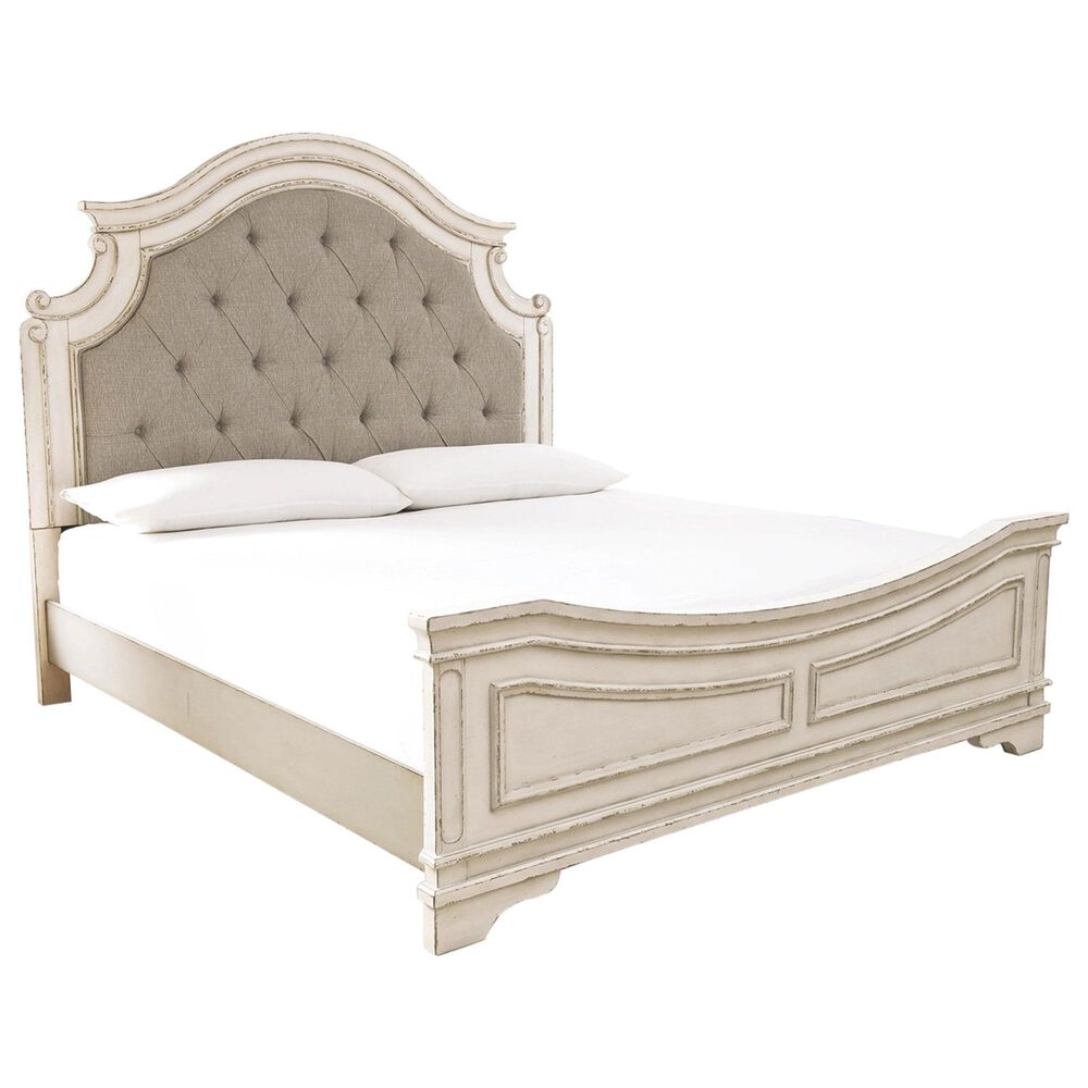 Ashley Realyn 5-Piece King Bedroom Set in Chipped White and Distressed, , large