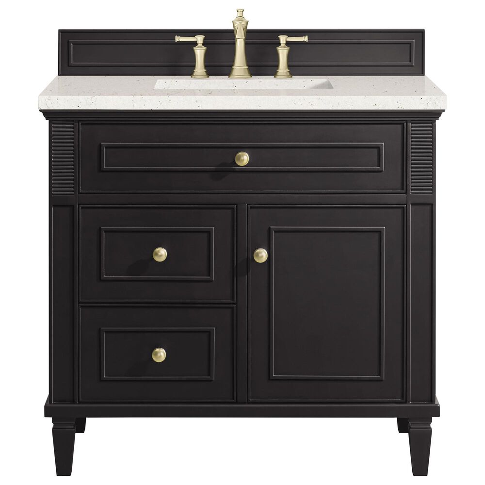 James Martin Vanities Lorelai 36&quot; Single Vanity in Black Onyx with 3 cm Lime Delight Quartz Top, , large