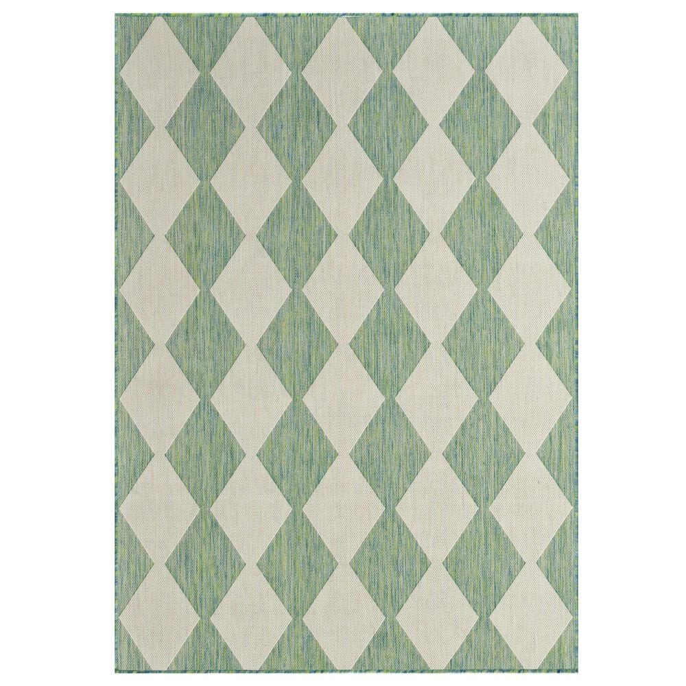 Nourison Positano Geometric Blue and Green 4&#39; x 6&#39; Indoor/Outdoor Area Rug, , large