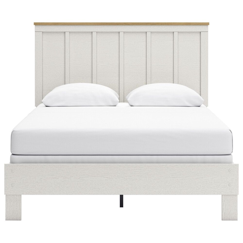 Ashley Linnocreek 4-Piece Queen Bedroom Set in White and Warm Brown, , large