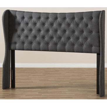 Baxton Studio Cadence Full Button-Tufted Headboard in Dark Grey, , large