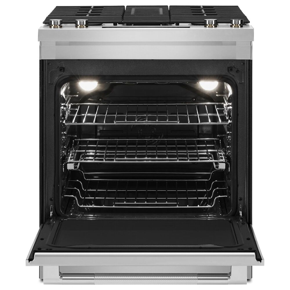 JennAir 6.2 Cu. Ft. Slide-In Dual Fuel Downdraft Range in Stainless Steel and Black, , large