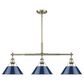 Golden Lighting Orwell 3-Light Linear Pendant with Matte Navy Shade in Aged Brass, , large