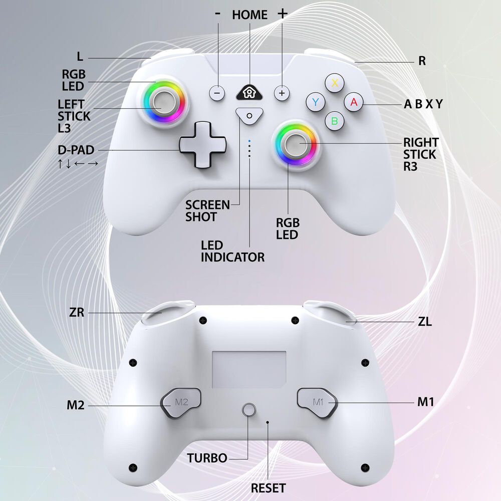 SUBSONIC Wireless LED Controller in White - Nintendo Switch, , large