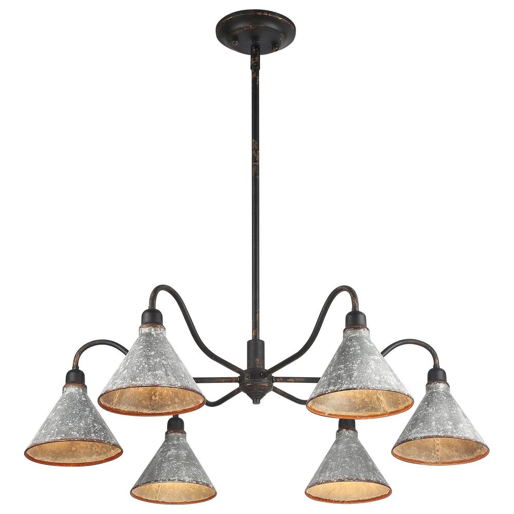Golden Lighting Jasper 6-Light Chandelier in Antique Black and Weathered Gold, , large