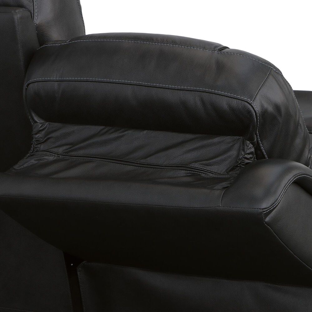 Flexsteel Crew 2-Piece Leather Power Reclining Living Room Set in Raven, , large