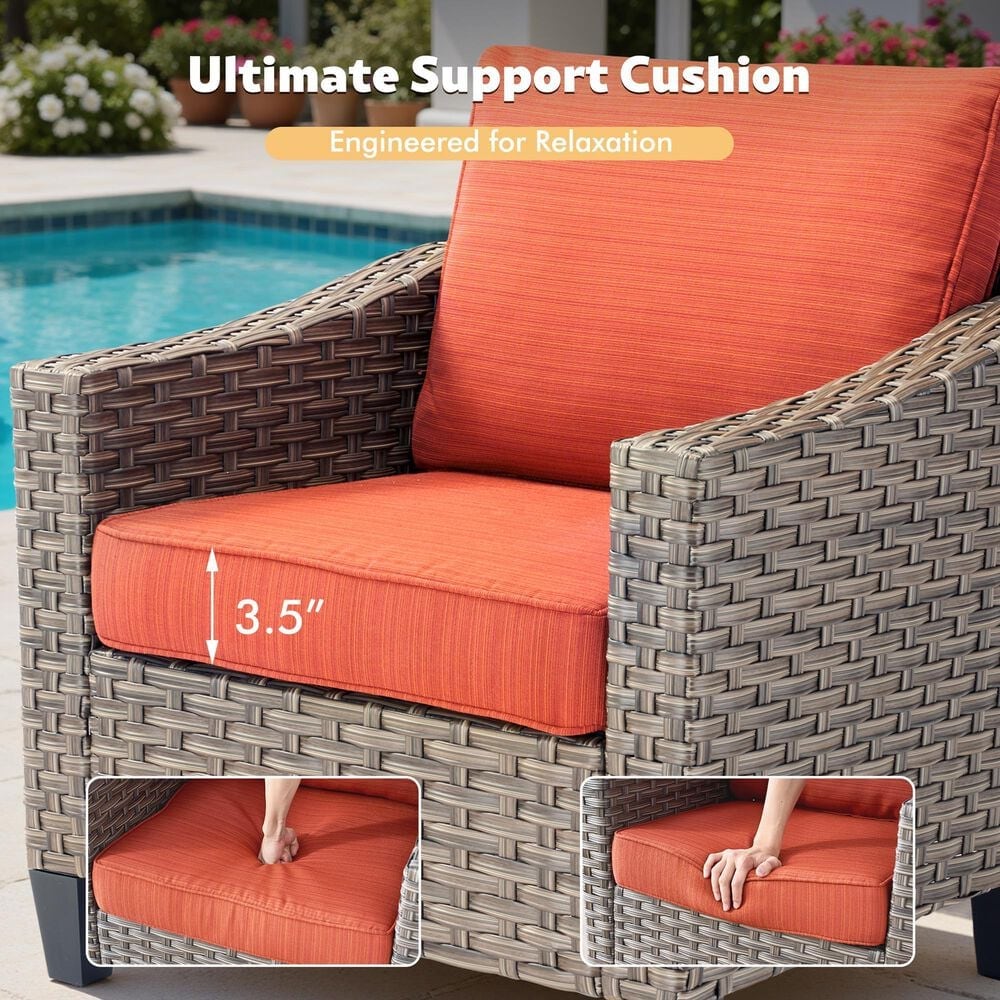 HOMLUX 9-Piece Outdoor Wicker Conversation Set in Orange Red, , large