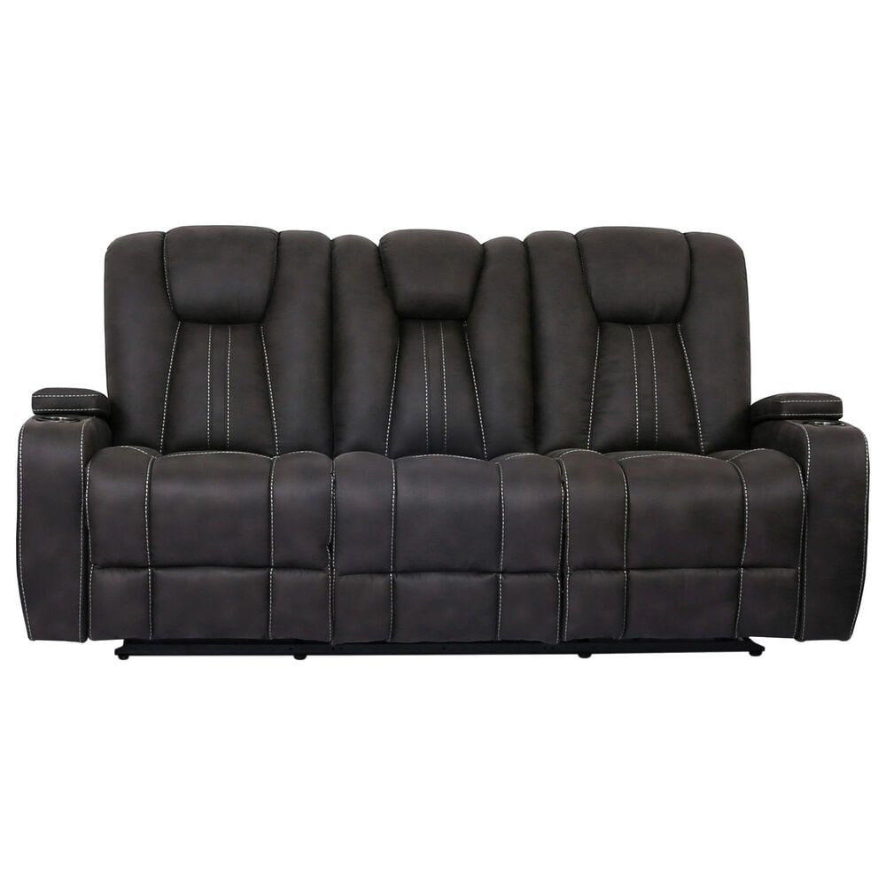 Furniture of America Snell Power Reclining Sofa with Power Headrest in Dark Gray, , large