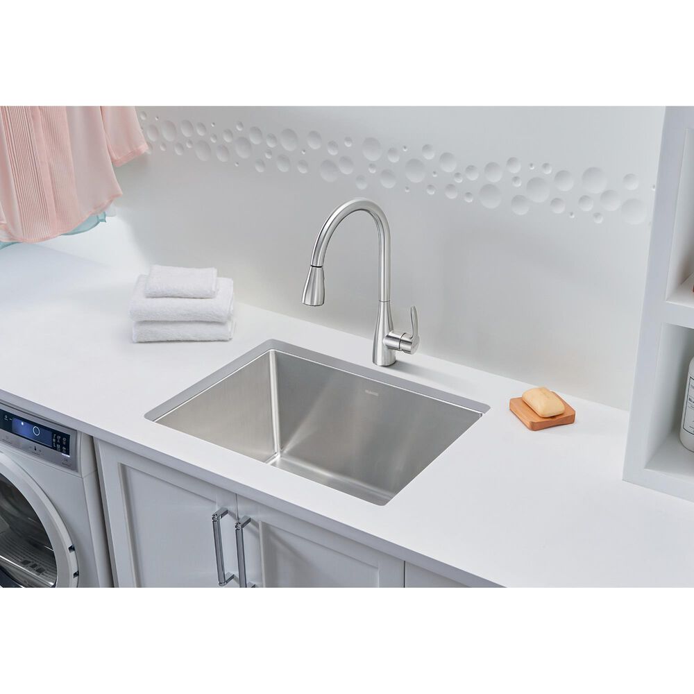 Blanco Quatrus 25&quot; R15 Dual Mount Laundry Sink in Refined Brushed, , large