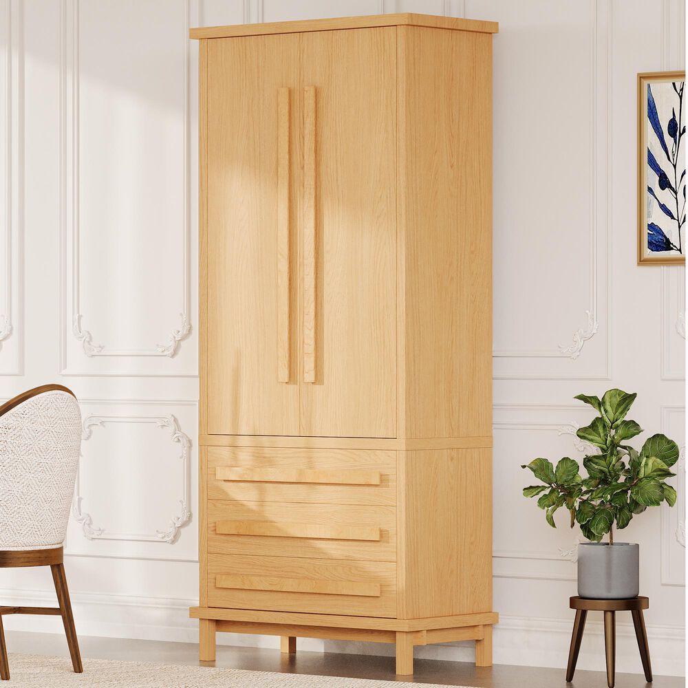 Hearth and Haven 70" Kitchen Pantry Cabinet in Natural, , large
