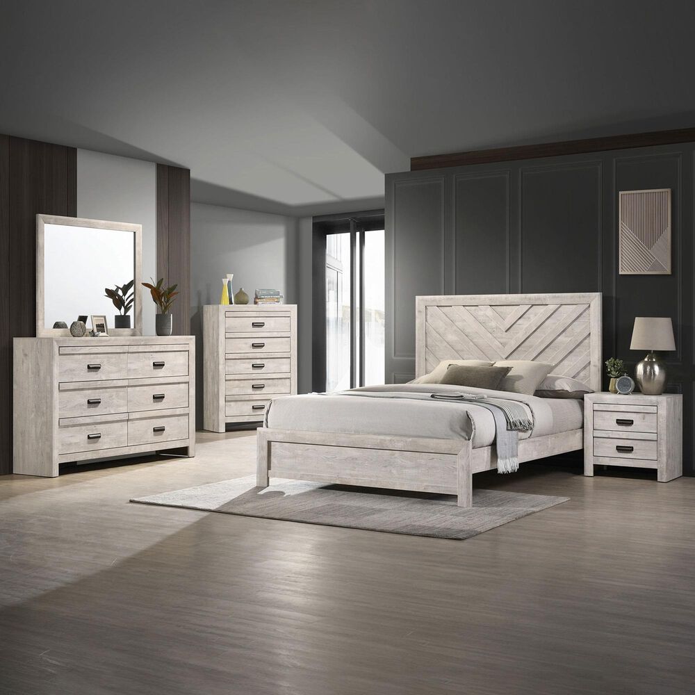 Crown Mark Valor 3-Piece King Bedroom Set with Two Nightstands in Light Gray, , large