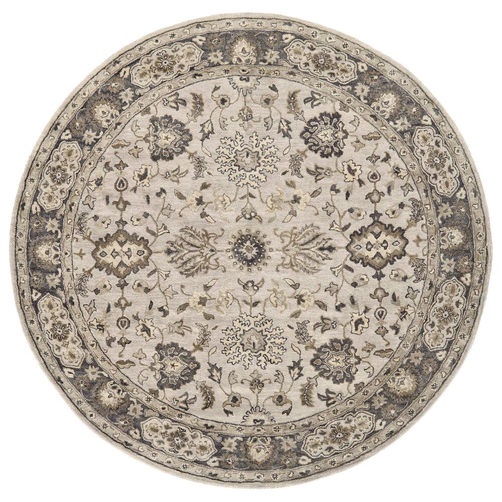 Feizy Eaton 8" Round Gray Area Rug, , large