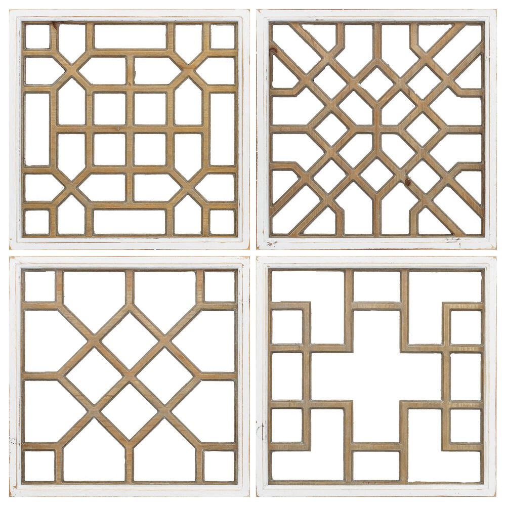 Propac Wooden Deco Squares Wall Art in Brown (Set of 4), , large