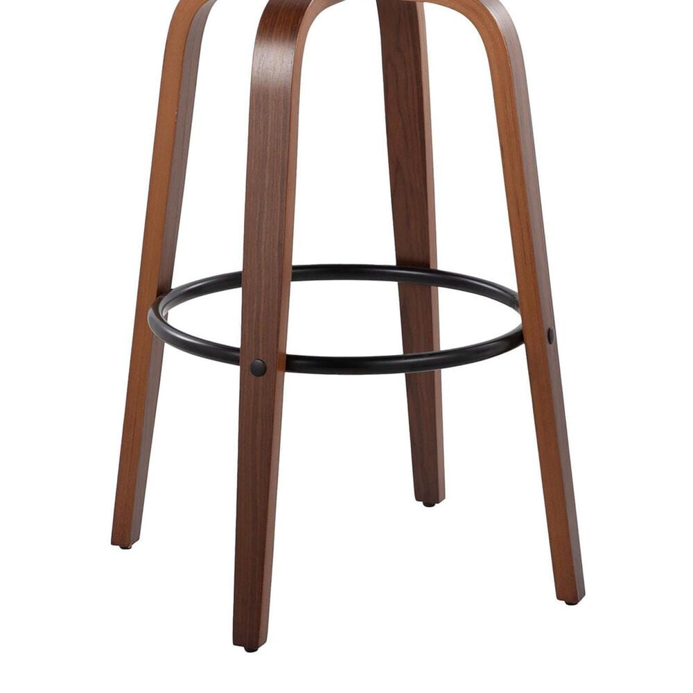 LumiSource Fabrico 30" Swivel Fixed-Height Bar Stool with Blue Noise Fabric Upholstery in Black and Walnut (Set of 2), , large