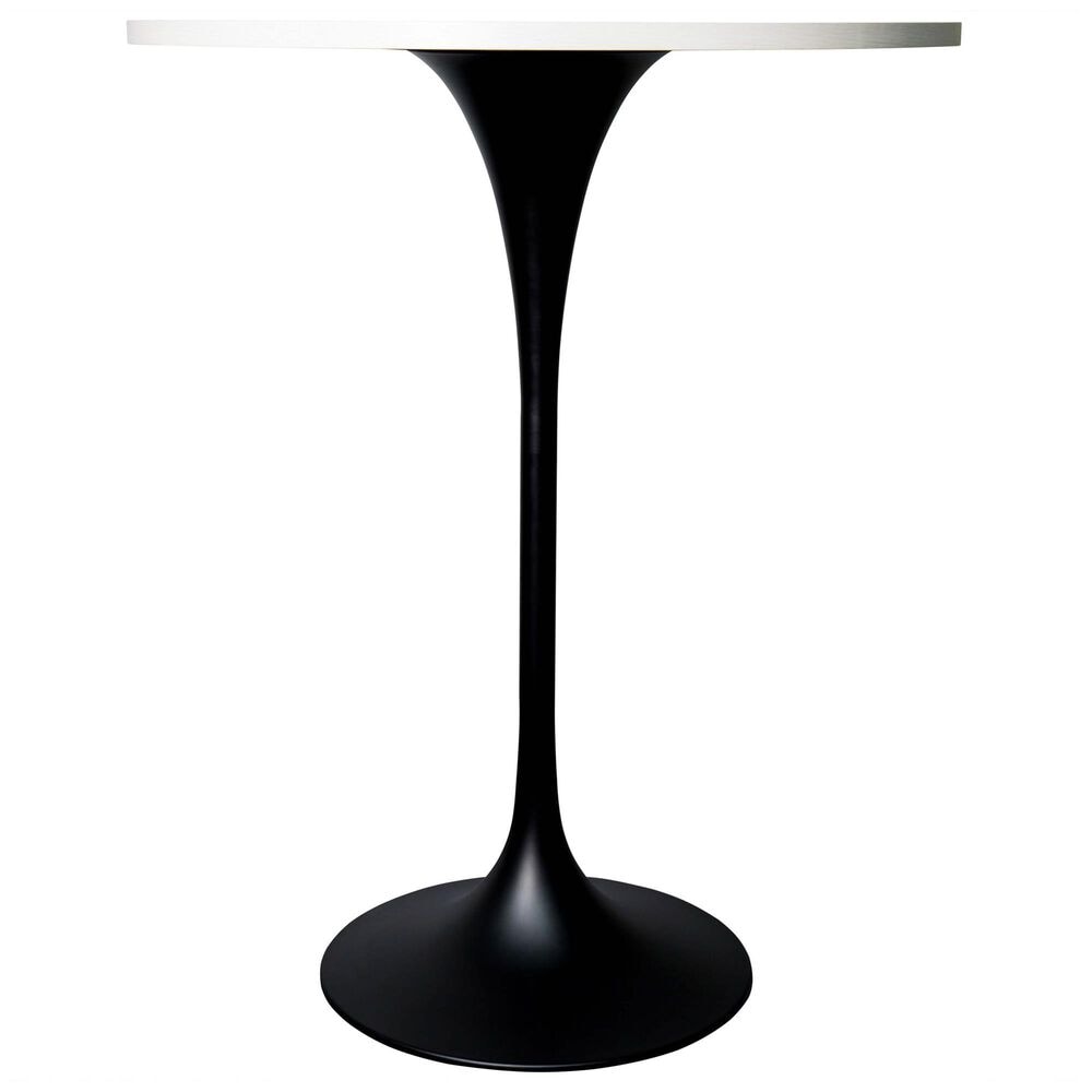 Leisuremod LeisureMod Verve Collection Modern Bar Height Table Black Base with 27 Round Light Natural Wood MDF Top, , large