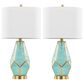 LumiSource Geo Rain Glass Table Lamp in Gold and Turquoise (Set of 2), , large