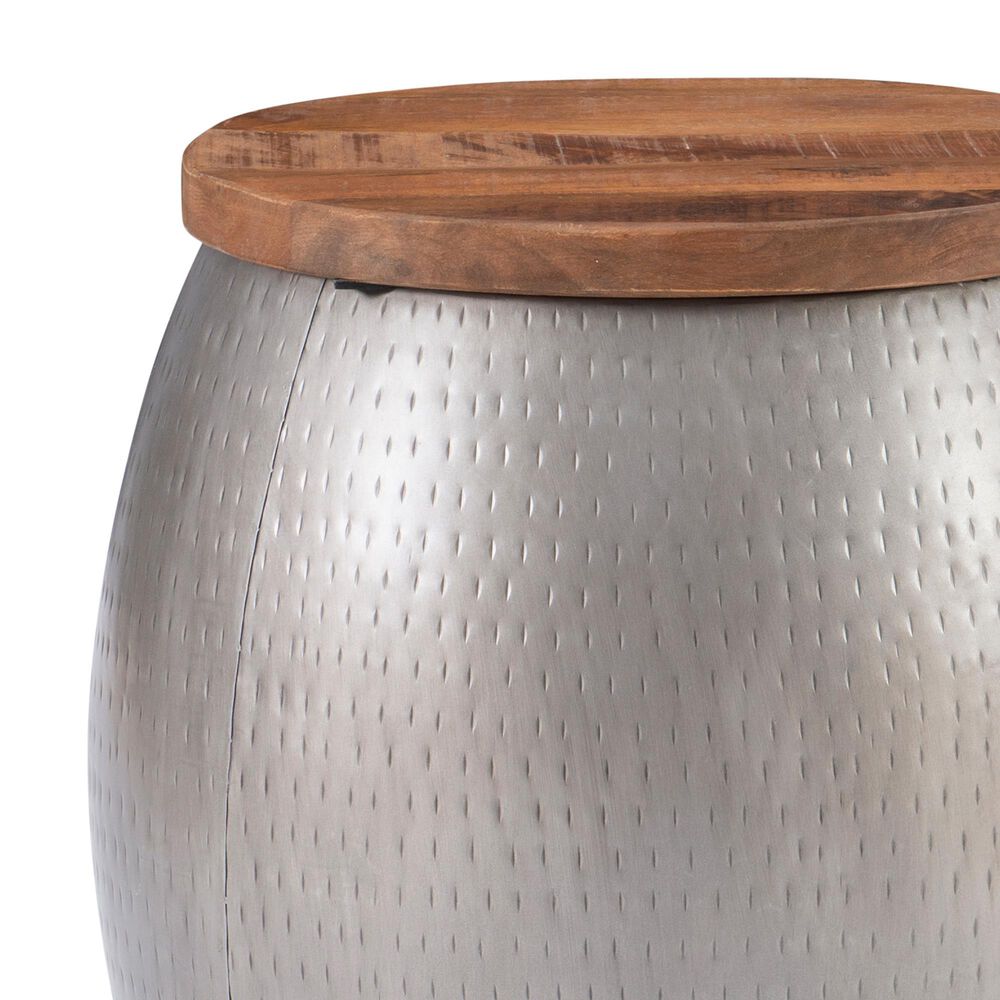 Linon Home Decor Royce 19" Drum Side Table with Storage in Brass, , large