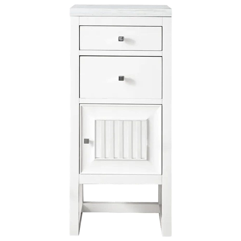 James Martin Vanities Athens 15" Right Single Bathroom Vanity in Glossy White with 3 cm Arctic Fall Solid Surface Top and Rectangle Sink, , large