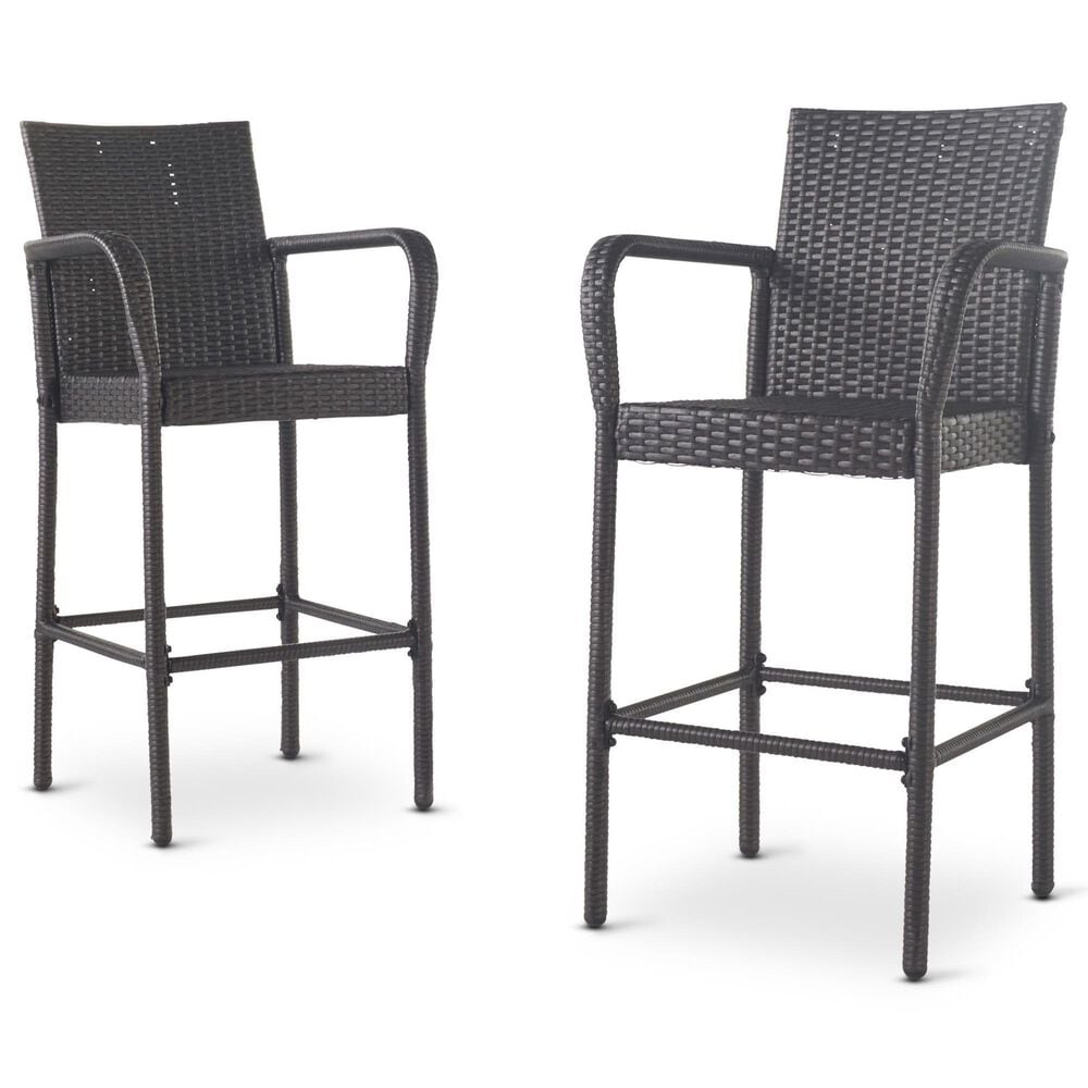 Hearth and Haven Littleton Outdoor Bar Stool in Grey (Set of 2), , large