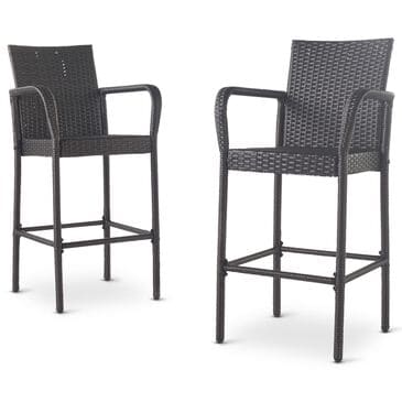 Hearth and Haven Littleton Outdoor Bar Stool in Grey (Set of 2), , large