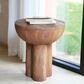 Hearth and Haven Iris Outdoor Round Side Table with 3 Cylindrical Legs in Brown, , large