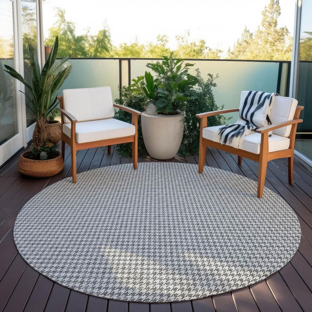 Dalyn Rug Company Hinton 6&#39; Round Grey Indoor/Outdoor Area Rug, , large