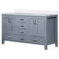 Lexora Home Jacques 60" Double Bathroom Vanity in Dark Grey with 2 cm White Quartz Top and Rectangular Sinks, , large