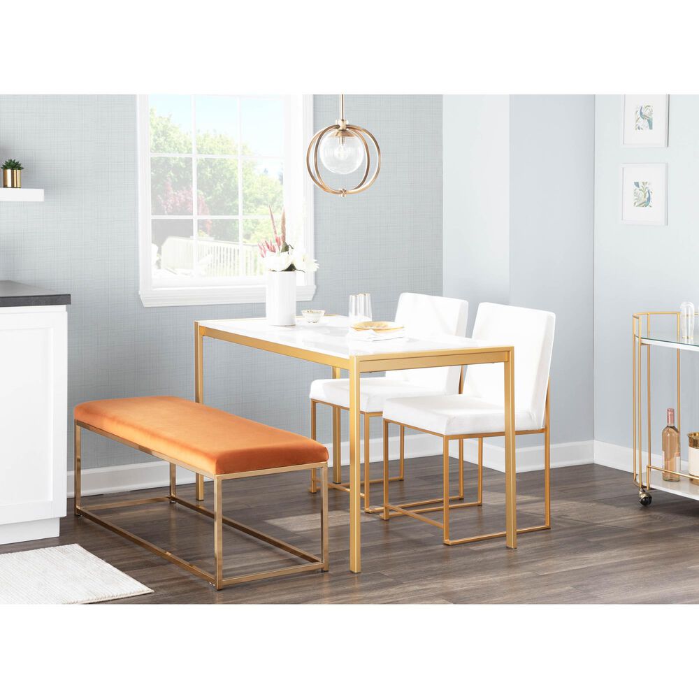 Lumisource Fuji Dining Chair in White/Gold &#40;Set of 2&#41;, , large