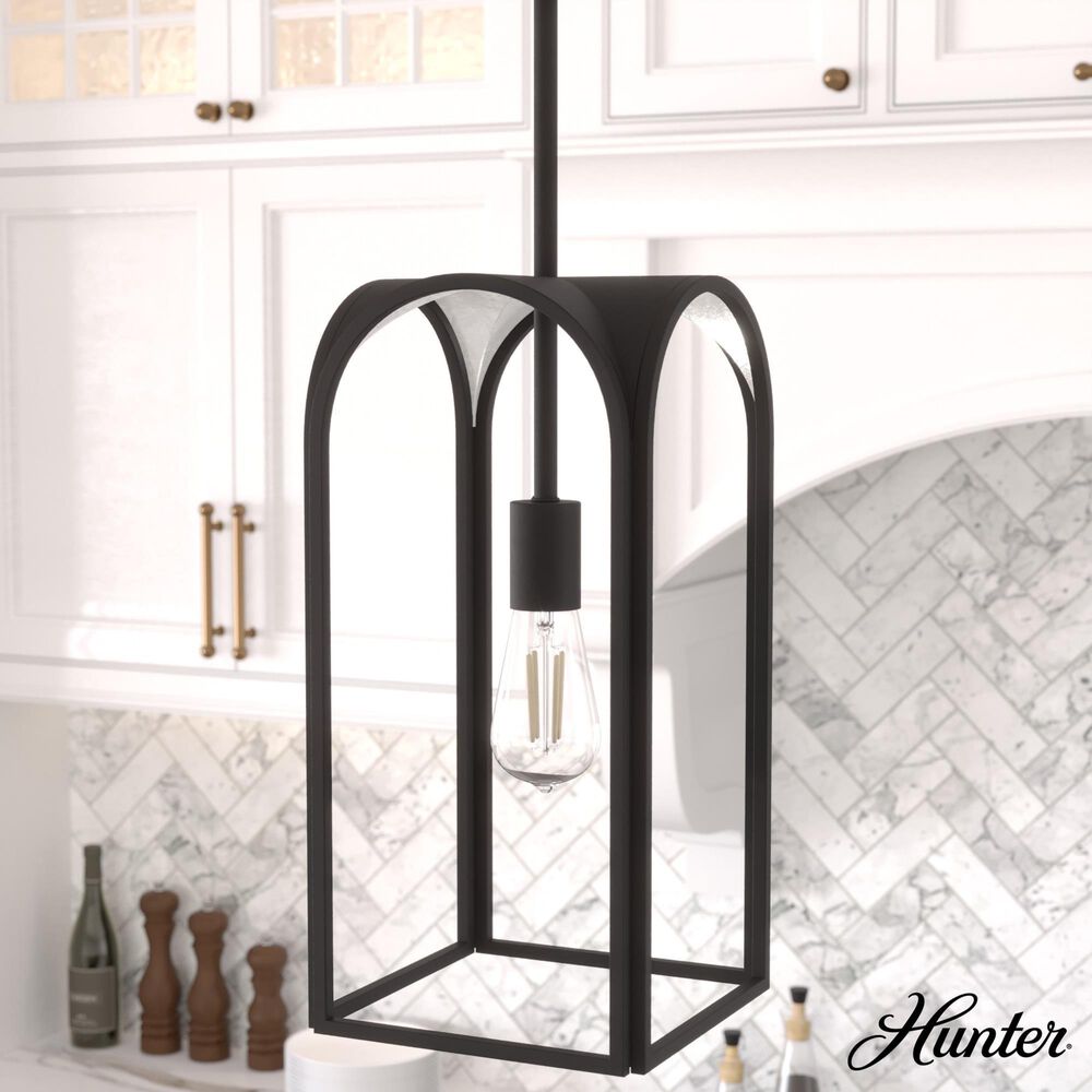 Hunter Dukestown 1-Light Mini Pendant in Natural Iron and Gold Leaf, , large