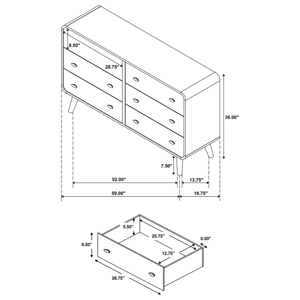 Pacific Landing Robyn 6-Drawer Dresser in Light Ash, , large