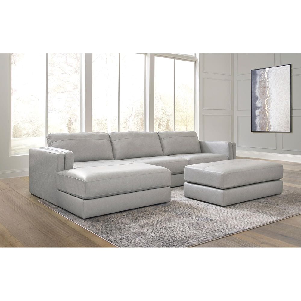 Ashley 2-Piece Leather Sofa with Chaise in Glacier, , large