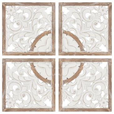 Hampton Park Arwen 4-Piece Wood Wall Art in Natural and White, , large