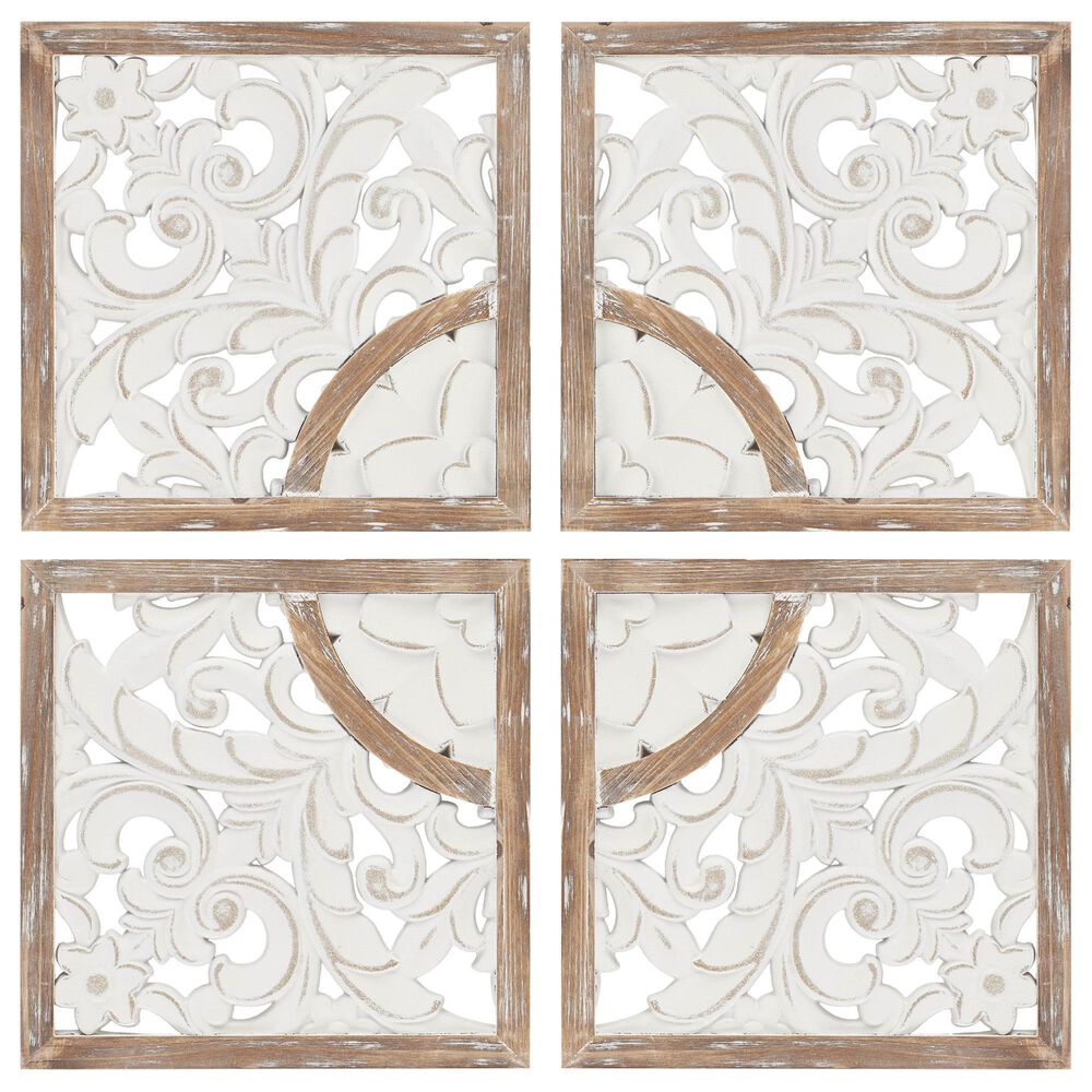 Hampton Park Arwen 4-Piece Wood Wall Art in Natural and White, , large