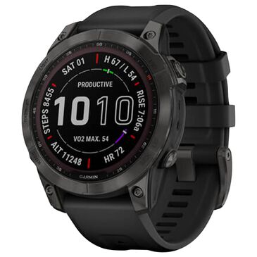 Garmin Fenix 7 Sapphire Solar Edition GPS Smartwatch 47mm Carbon Gray DLC Titanium Case with Black Band, , large