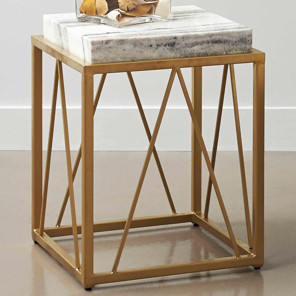 Shell Island Furniture Accent Table in White and Gold, , large