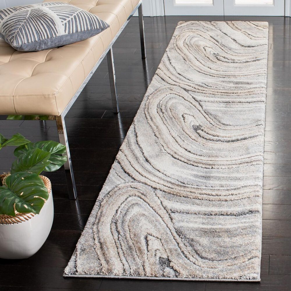 Safavieh Cyrus Shag CYR132A 2&#39;2&quot; x 9&#39; Ivory and Grey Runner, , large