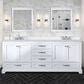 Lexora Home Dukes 80" Double Bathroom Vanity in White with 2 cm White Quartz Top and Rectangular Sinks, , large