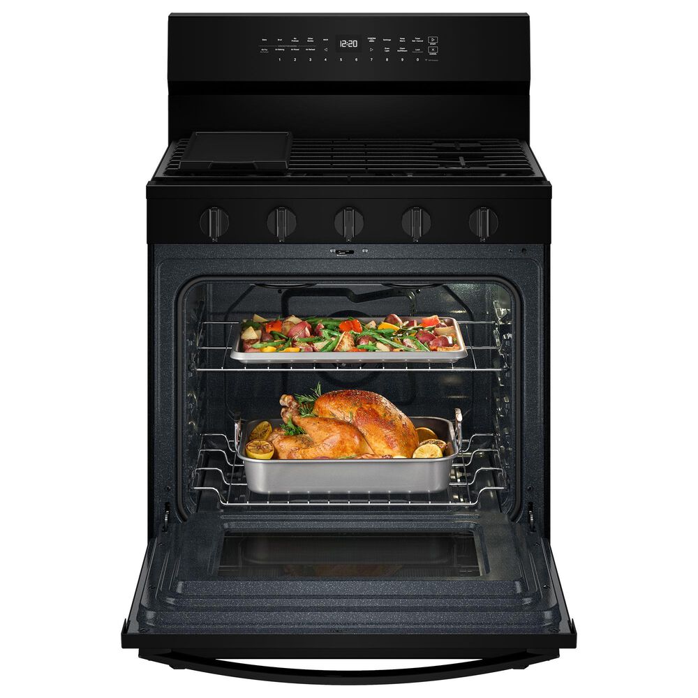 Whirlpool 5.3 Cu. Ft. Freestanding Smart Gas Range with Air Cooking Technology in Black, , large