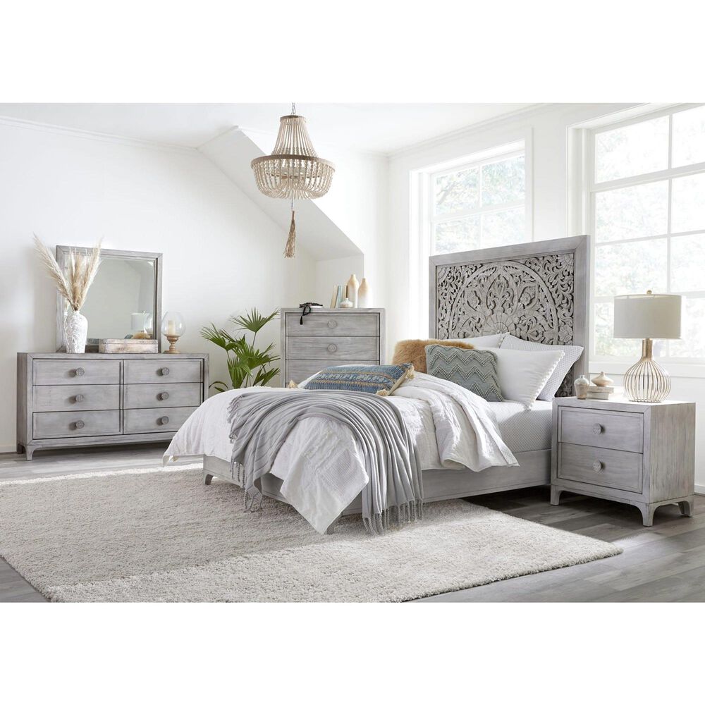 Urban Home Boho Chic Dresser and Mirror in Washed White, , large