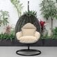 Leisuremod 41" Patio Hanging Egg Swing Chair with Taupe Cushion in Charcoal, , large