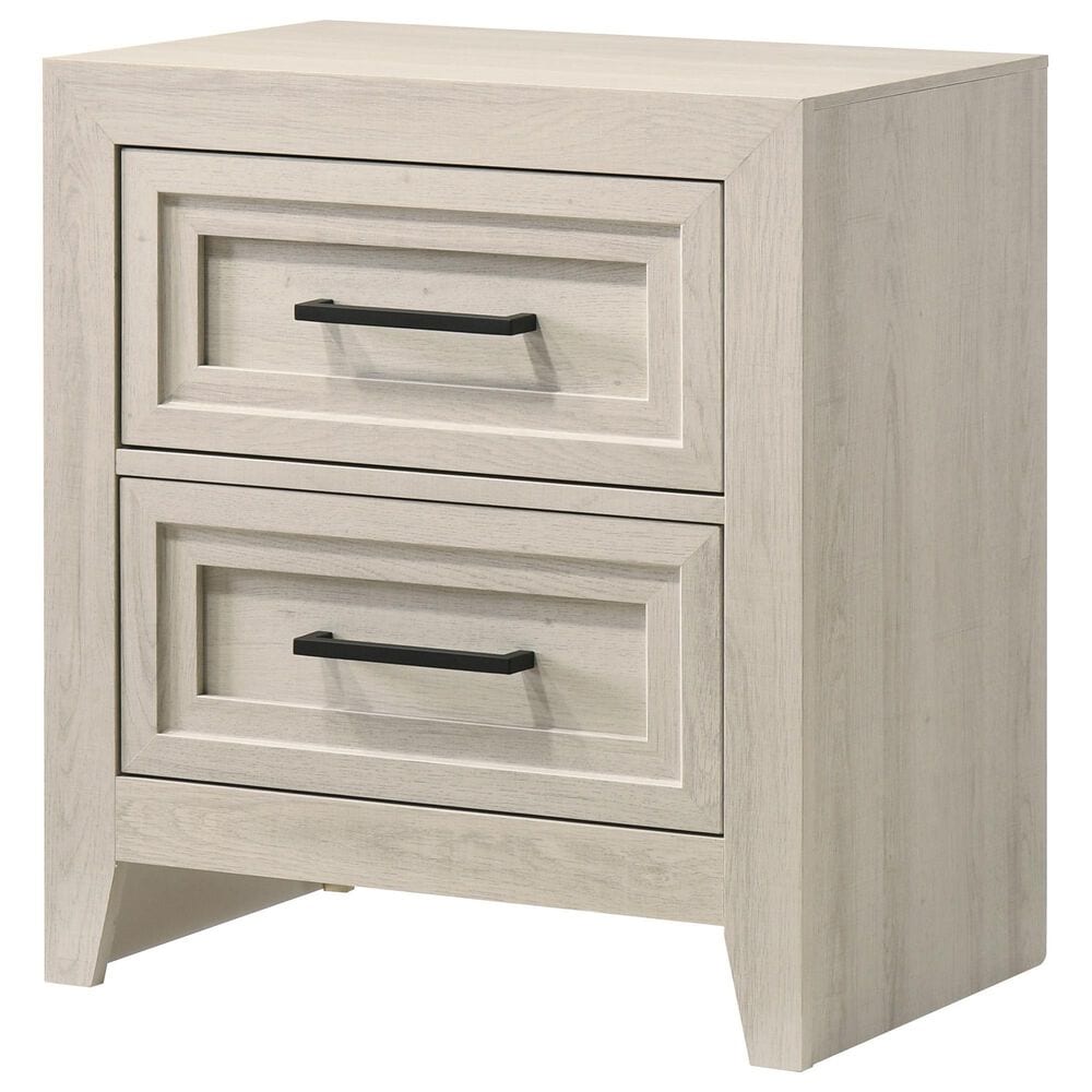 Crown Mark Lorraine Queen Bed with Two Nightstands in White, , large