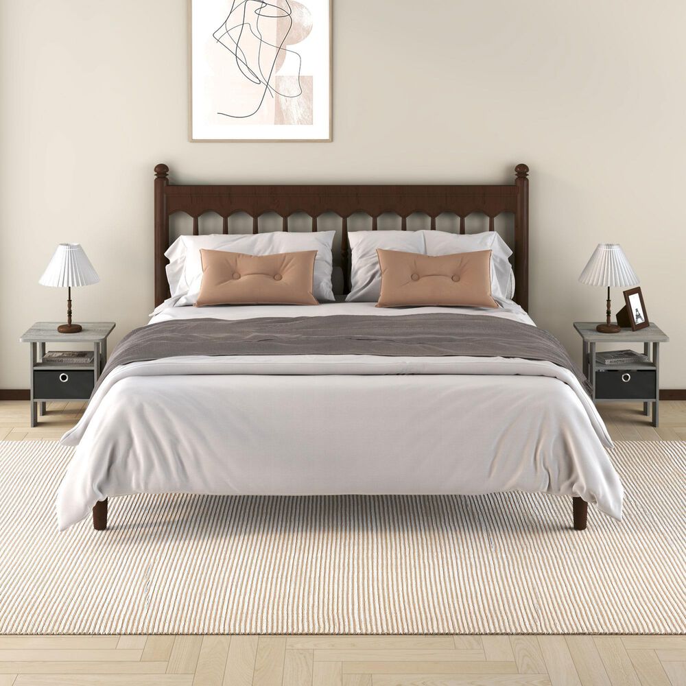 HOMLUX 2-Piece 1-Shelf End Table with Bin Drawer in French Oak, , large