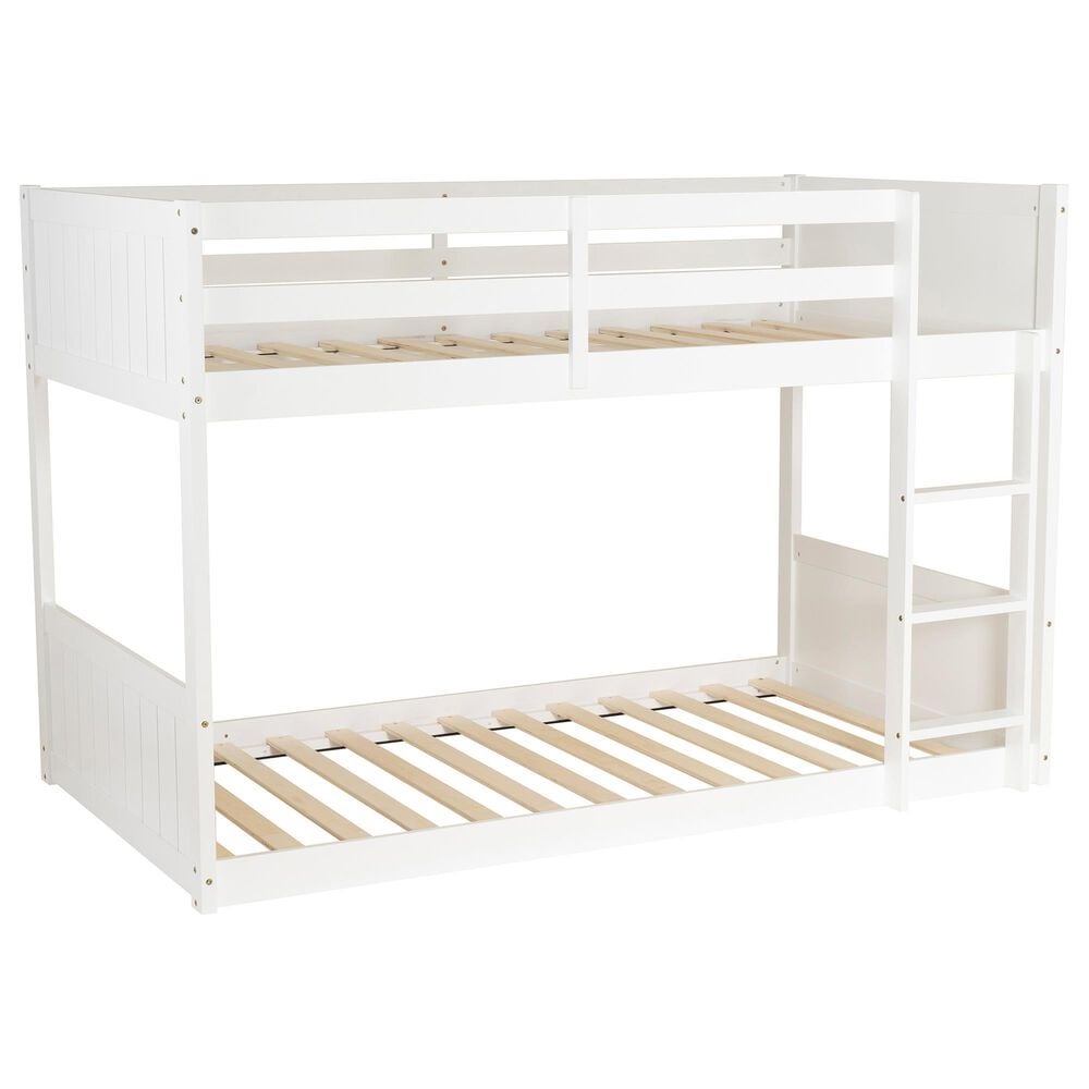 Linden Boulevard Dalton Low Profile Twin Bunk Bed in White, , large