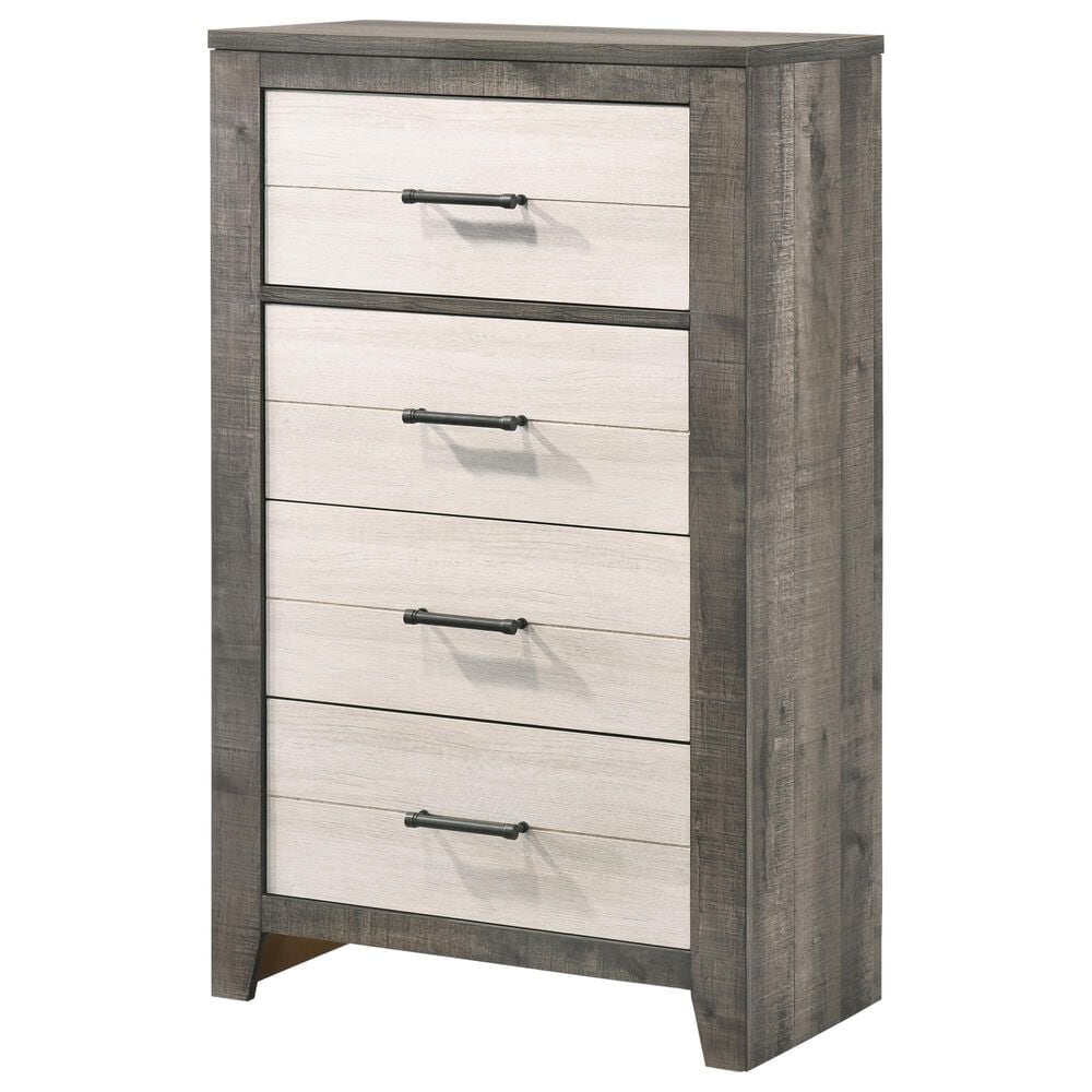 Crown Mark Rhett 5-Piece King Platform Bedroom Set in Gray and White, , large