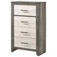 Crown Mark Rhett 5-Piece King Platform Bedroom Set in Gray and White, , large